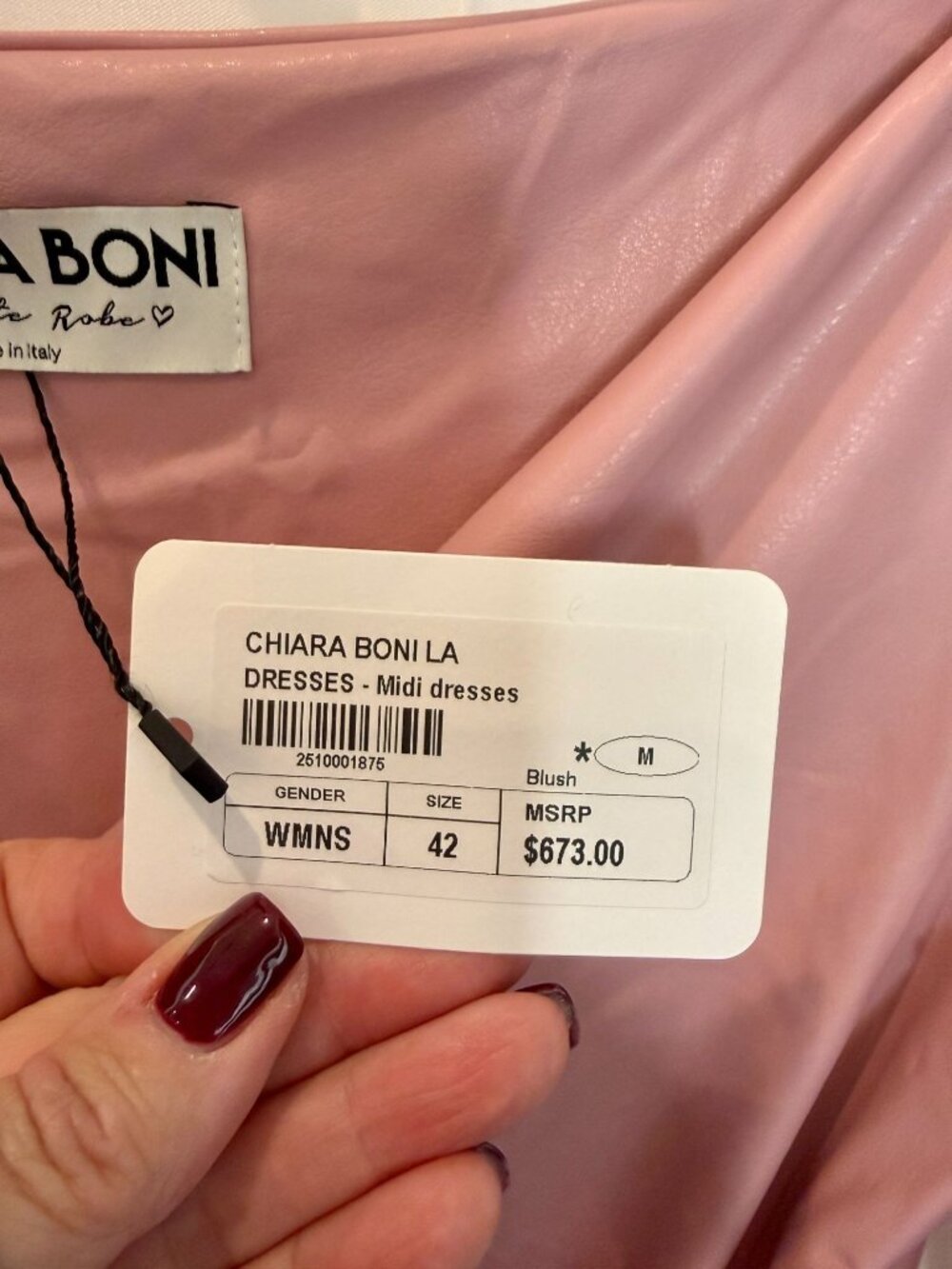Chiara Boni La Petite Robe Rosebud Pink Surplice Midi Dress NWT Size M - Picture 9 of 10